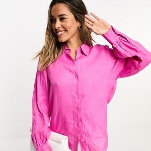 Dynamite Hot Pink Button Up Shirt Medium Business Casual Office Wear